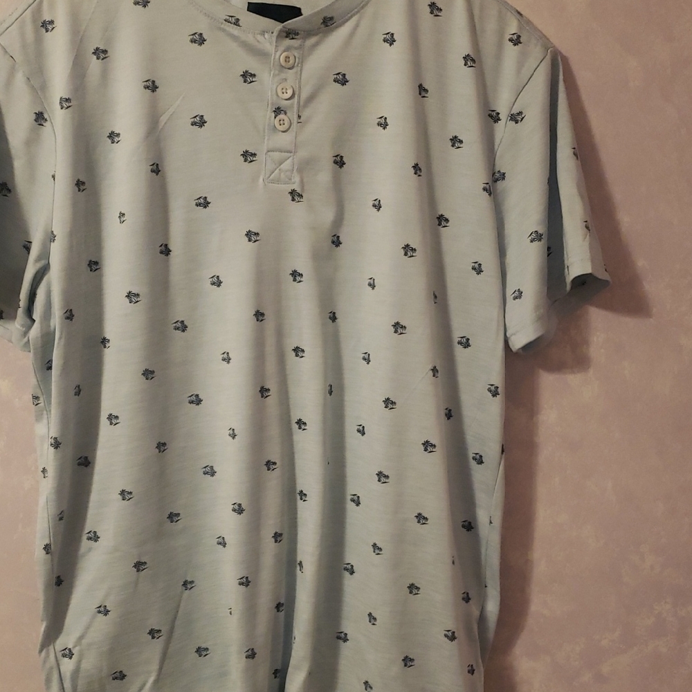 Men's Light Blue Patterned Shirt Bruno Palm Trees